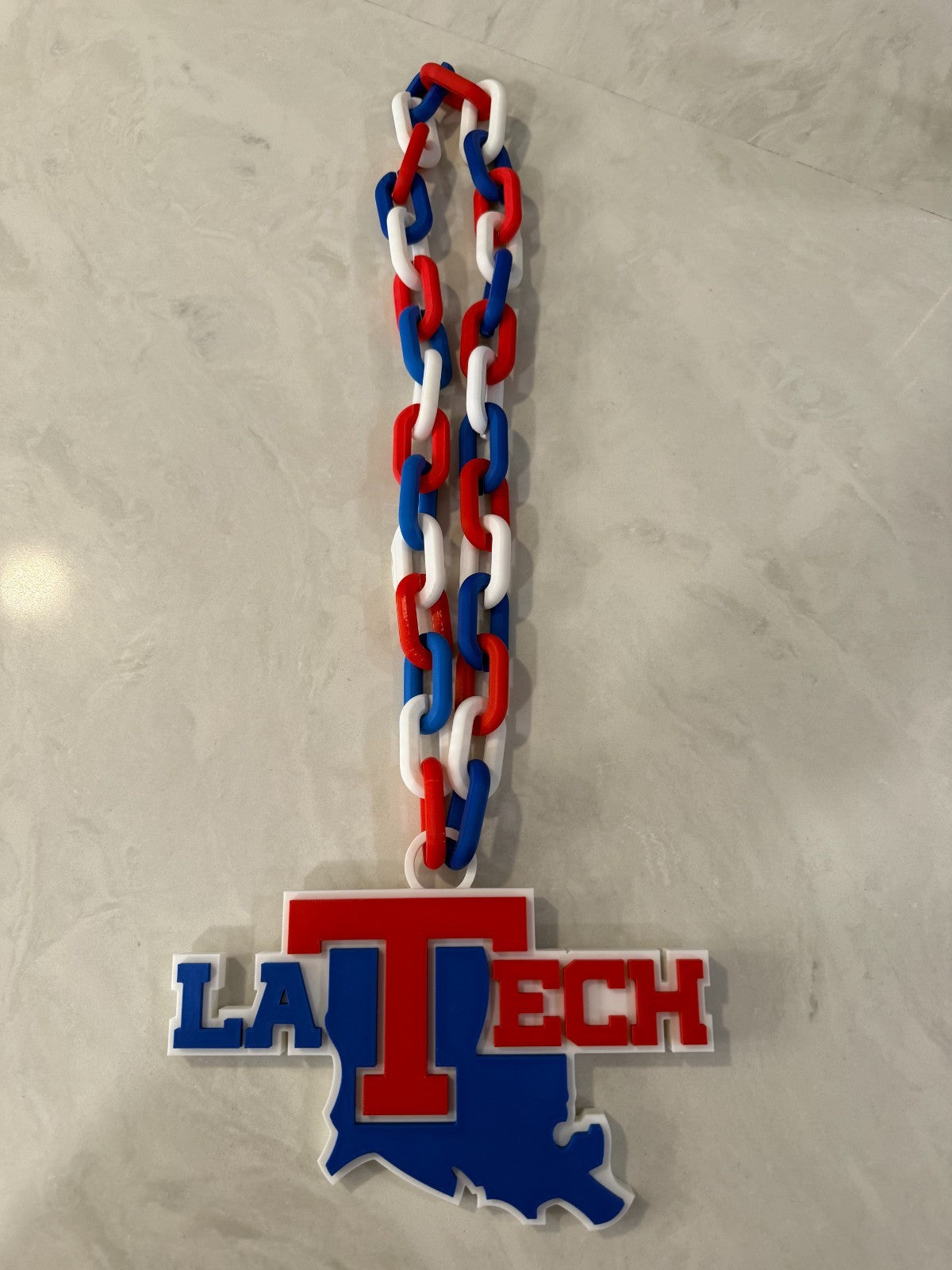 Louisiana Tech Bulldogs Fan Chain Necklace 3D Printed NCAA Big Logo Hype Chain