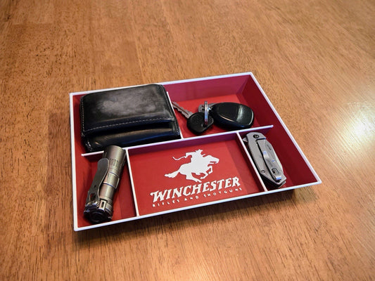 Winchester Firearms EDC Valet Tray Organizer Wallet Keys Knife Desk Gift