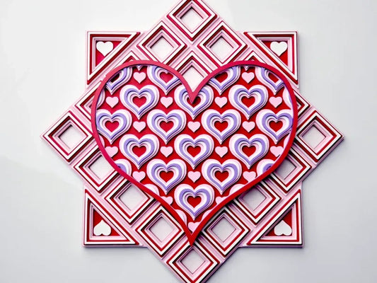 Valentines Hearts Wall Art Or Display 3D printed Grid Mosaic