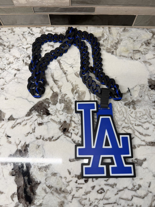 Los Angeles Dodgers Cuban Link Turnover Chain | 4.75” Pendant | 36” Chain