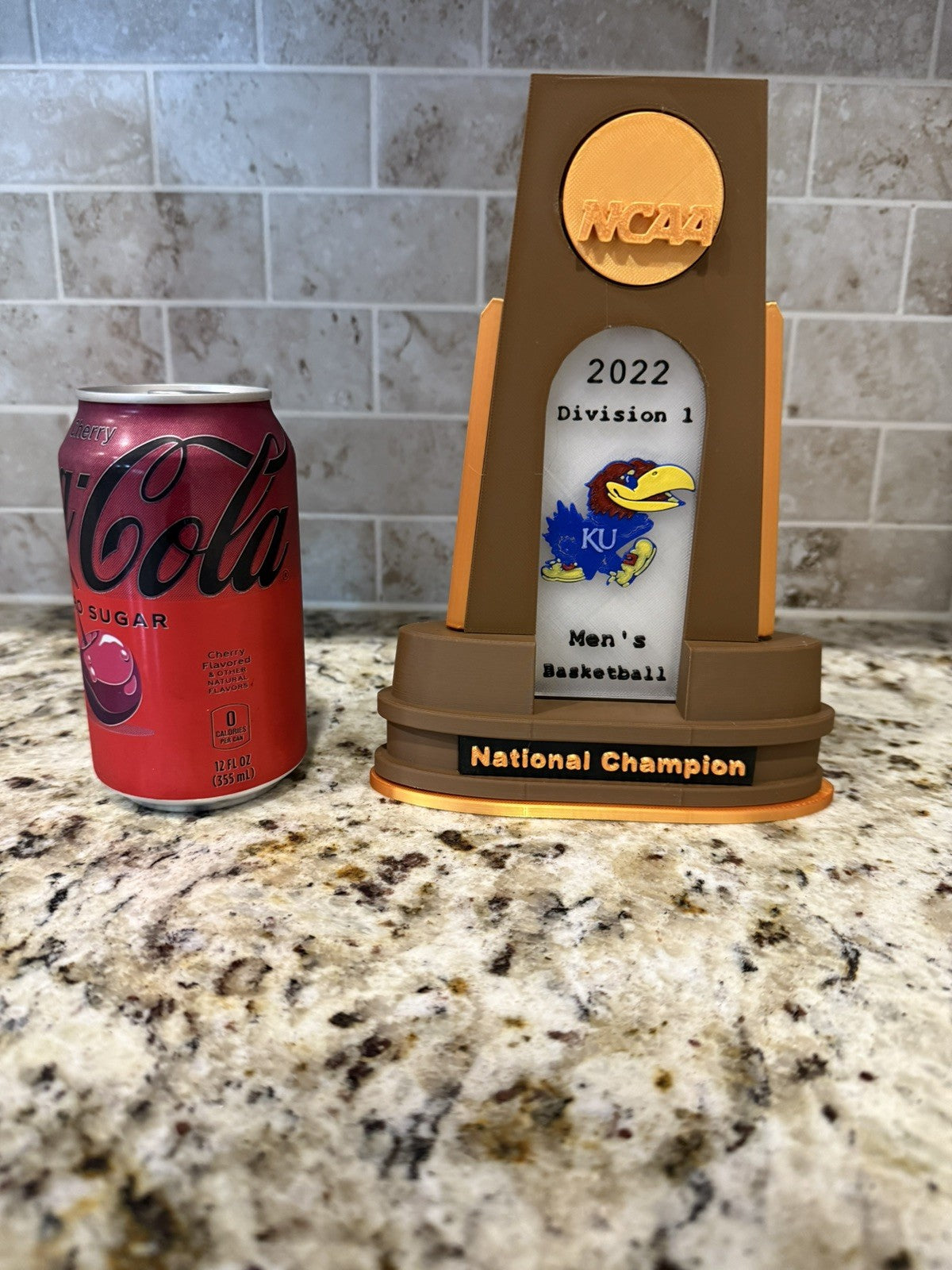 Kansas Jayhawks  2022 ncaa national champion trophy. 3d printed. Custom made