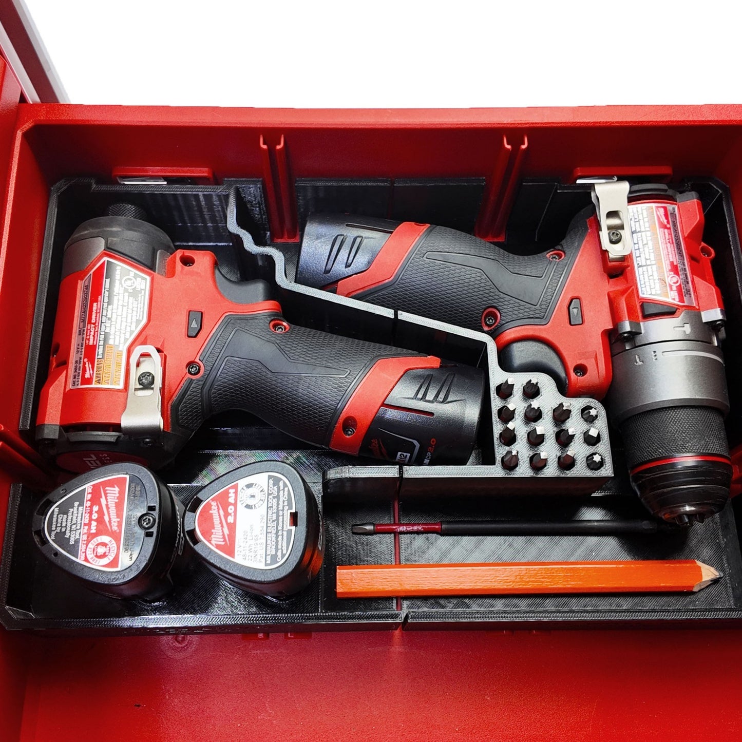 M12 Drill Driver Organizer for Milwaukee Packout insert 2 and 3 Drawer