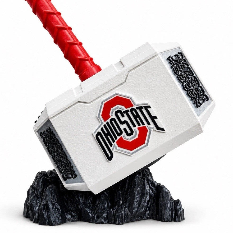 Ohio State University Buckeyes OSU Thor Hammer & Rock Fan Gift Man Cave Office