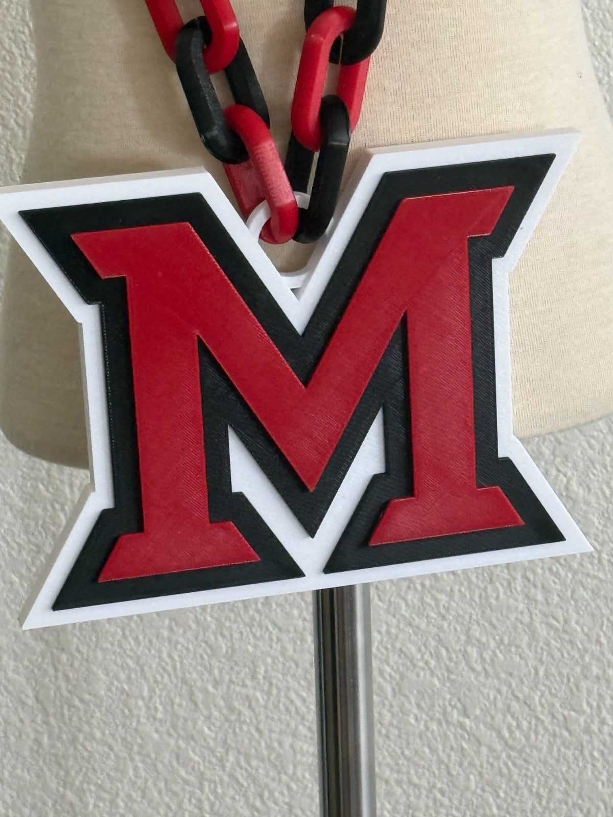 Miami (OH) RedHawks Logo Oversized Necklace Pendant Chain Gameday Or Tailgate