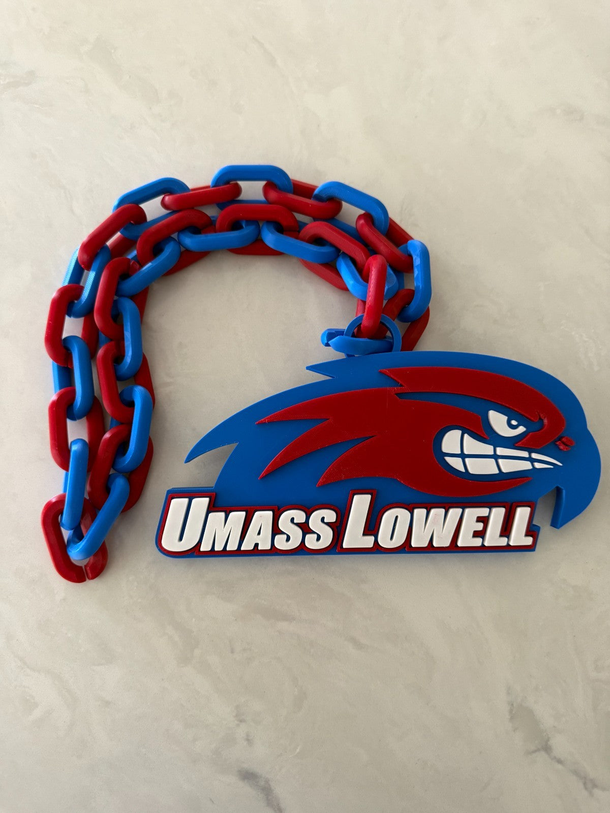 UMass Lowell River Hawks Oversized Necklace, Hype Chain Handmade 3D Printed