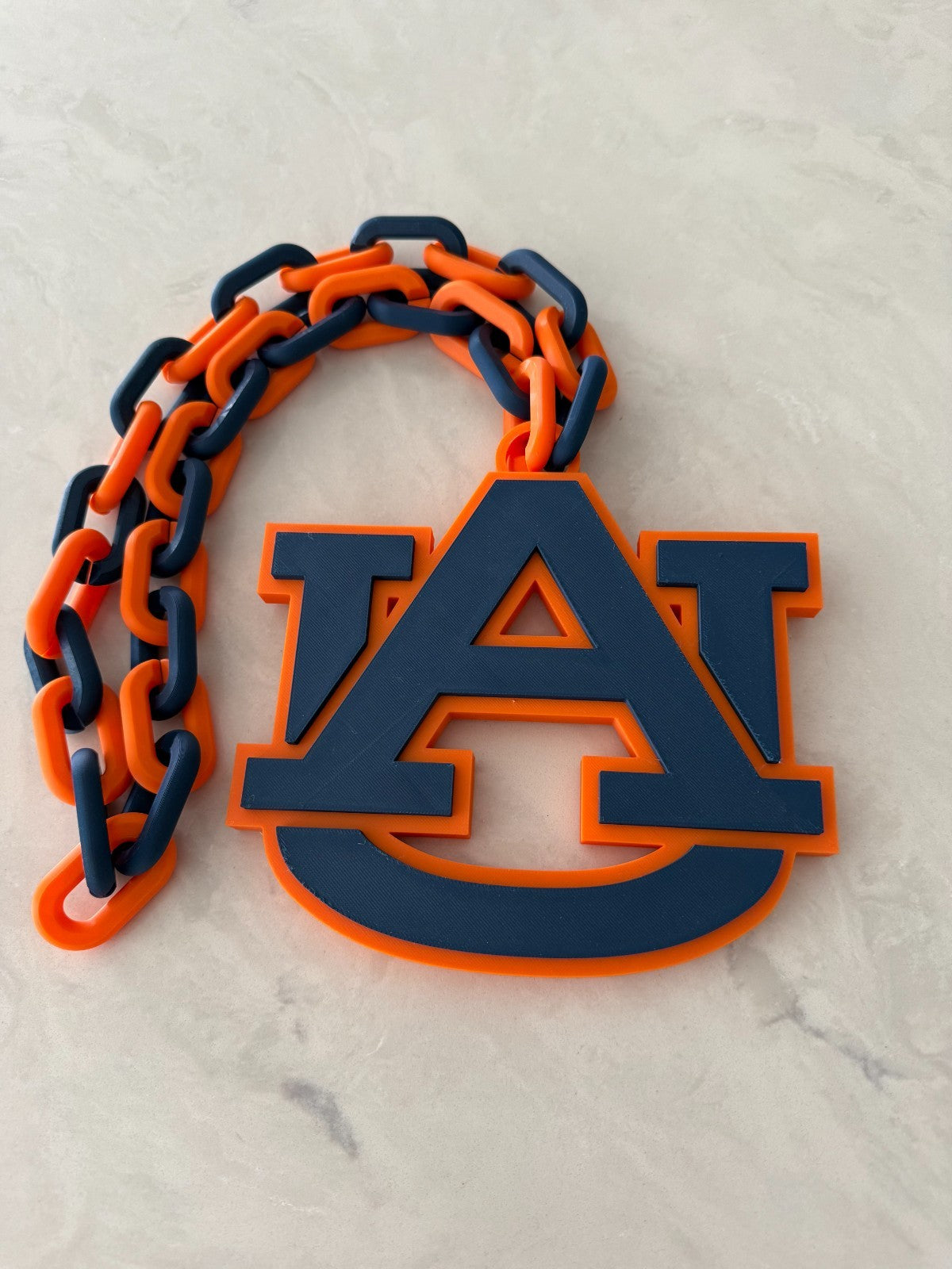 Auburn Tigers Logo Oversized Necklace Pendant Turnover Chain Handmade 3D Printed