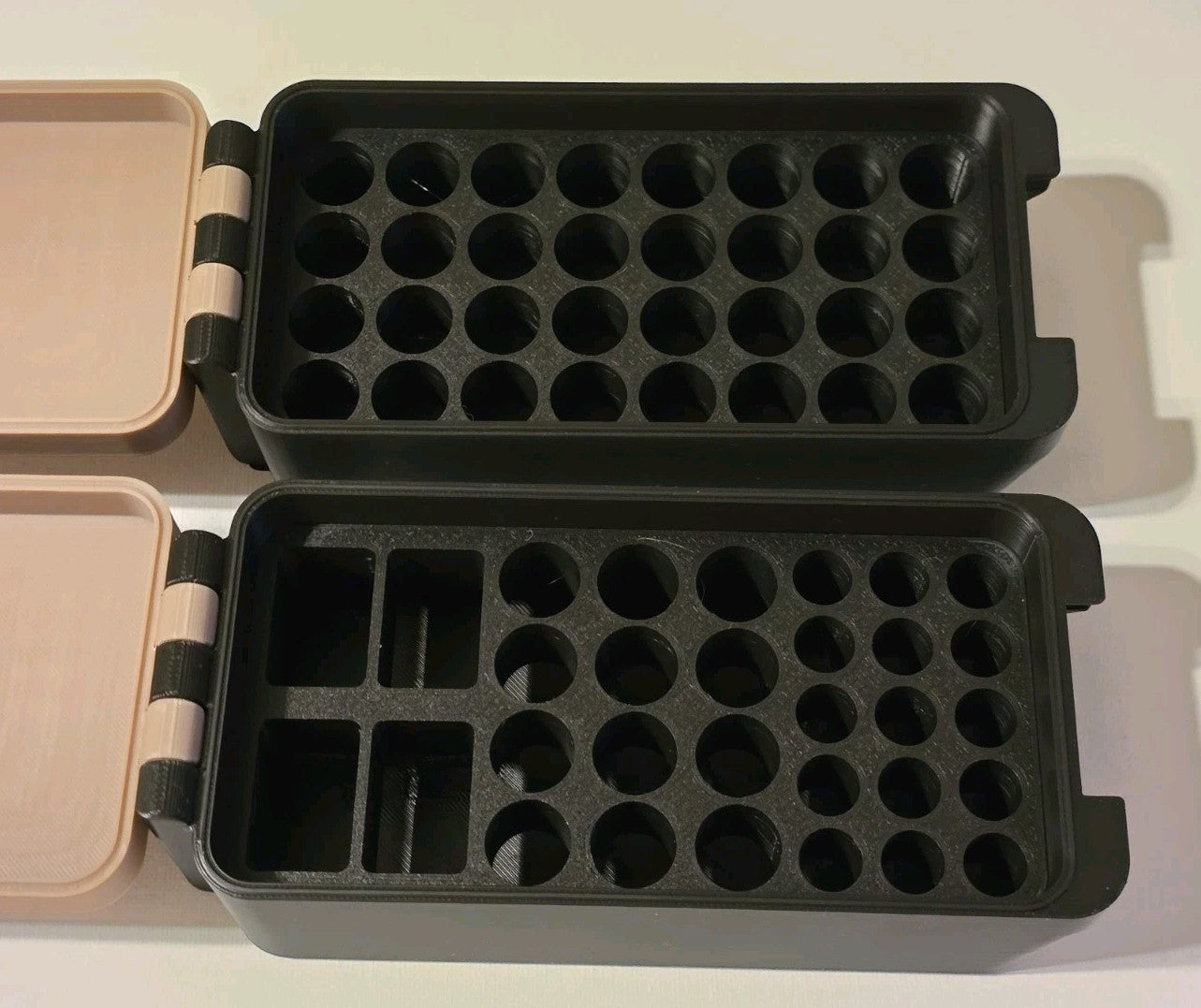 Battery Storage Box AA 9v AAA Boxloc Ammo style box snap 3d Printed Black Tan