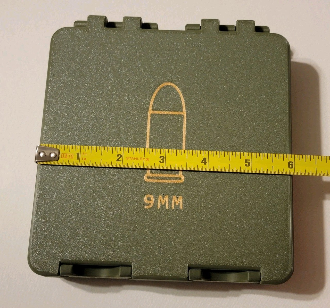 3D Printed 9mm Ammo Box Snap Lock 100 rd Large Storage Olive Green Gold Pla