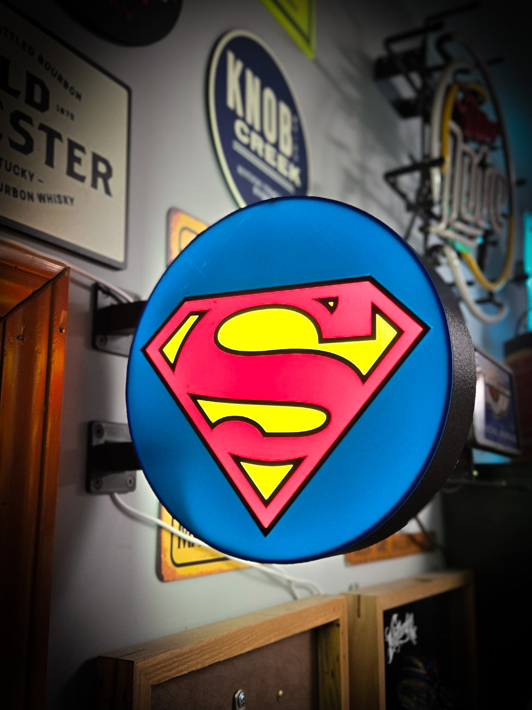 SUPERMAN 12 Inch Light Box LED Sign 3D Printed Wall Decor Man Cave Garage