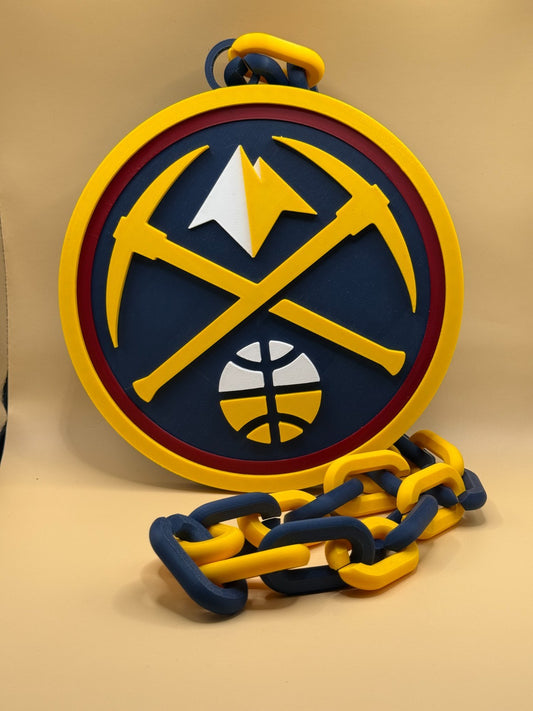 Denver Nuggets Oversized Logo Necklace Turnover Chain Handmade 3D Printed