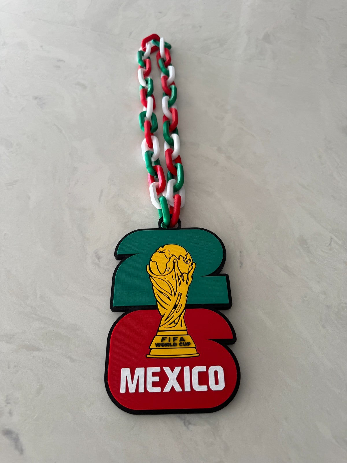 Mexico Soccer Fan Chain Necklace 3D Printed El Tri FMF Big Logo Pendant Green