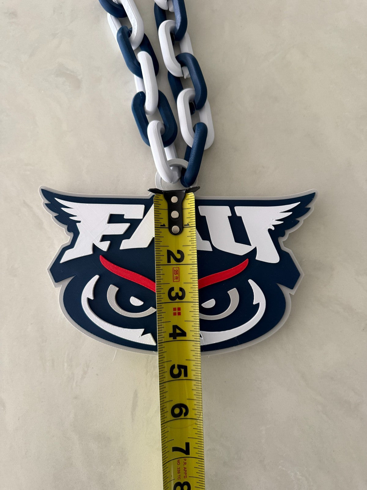 Florida Atlantic Owls Logo Necklace Oversized Turnover Chain HandMade 3D Printed