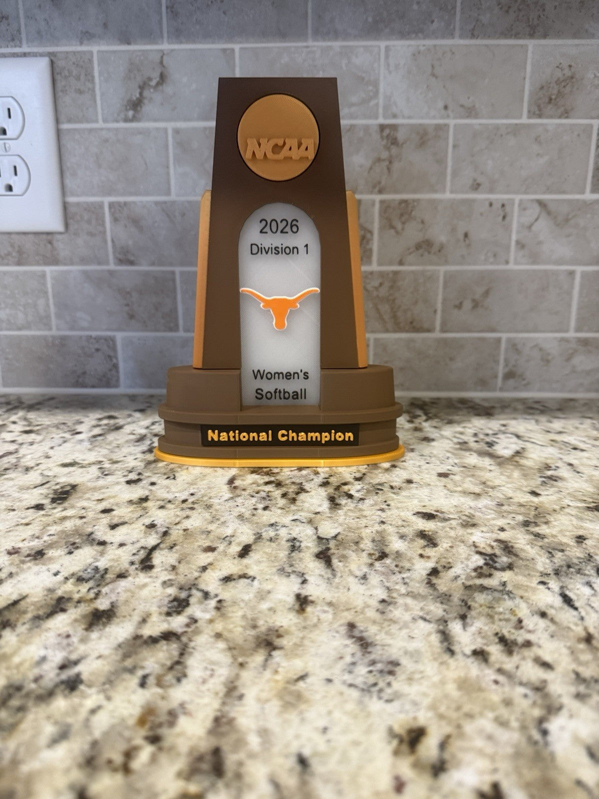 2 Texas longhorns 2025 and 2026 softball national champion trophy 3d printed pla