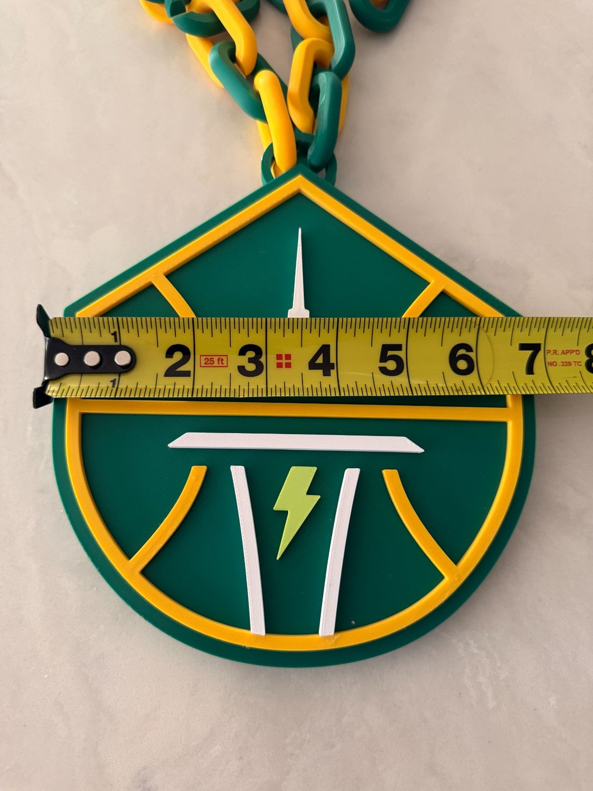 Seattle Storm Oversized Necklace, Hype Chain WNBA Handmade 3D Printed