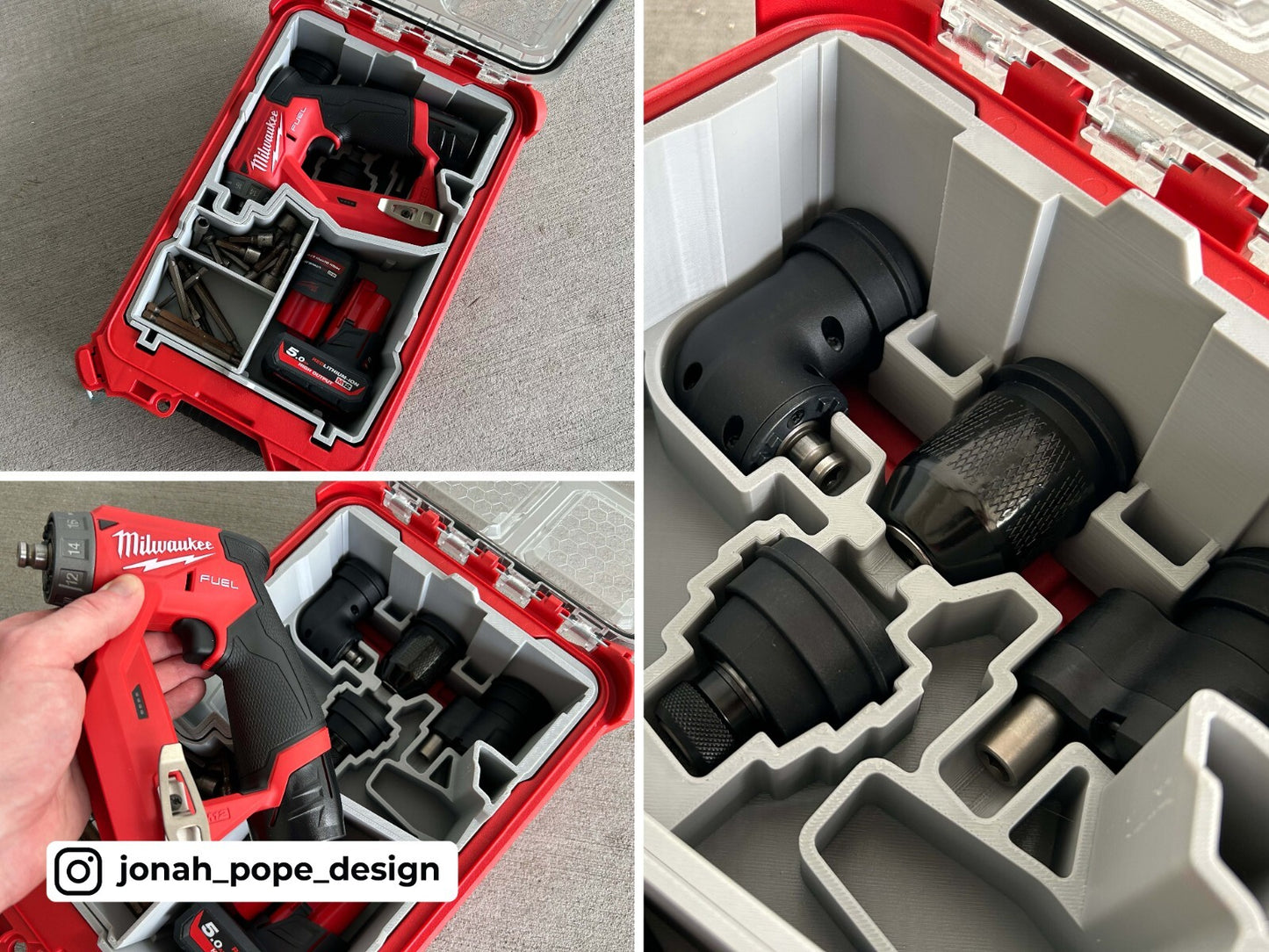 jpd 3d Printed Insert for Milwaukee Packout & M12 4-in-1 Installation Driver V2
