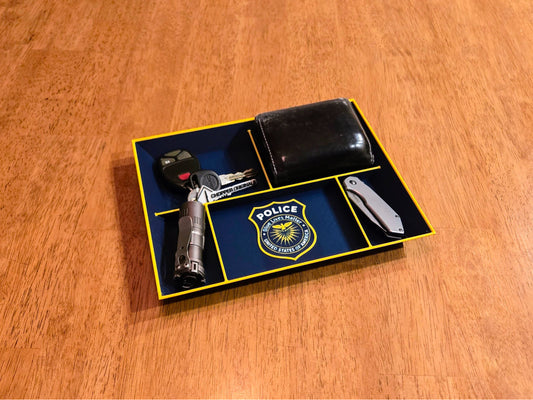 Police EDC Dump Tray 3D Printed Valet Desk Organizer Nightstand Catchall