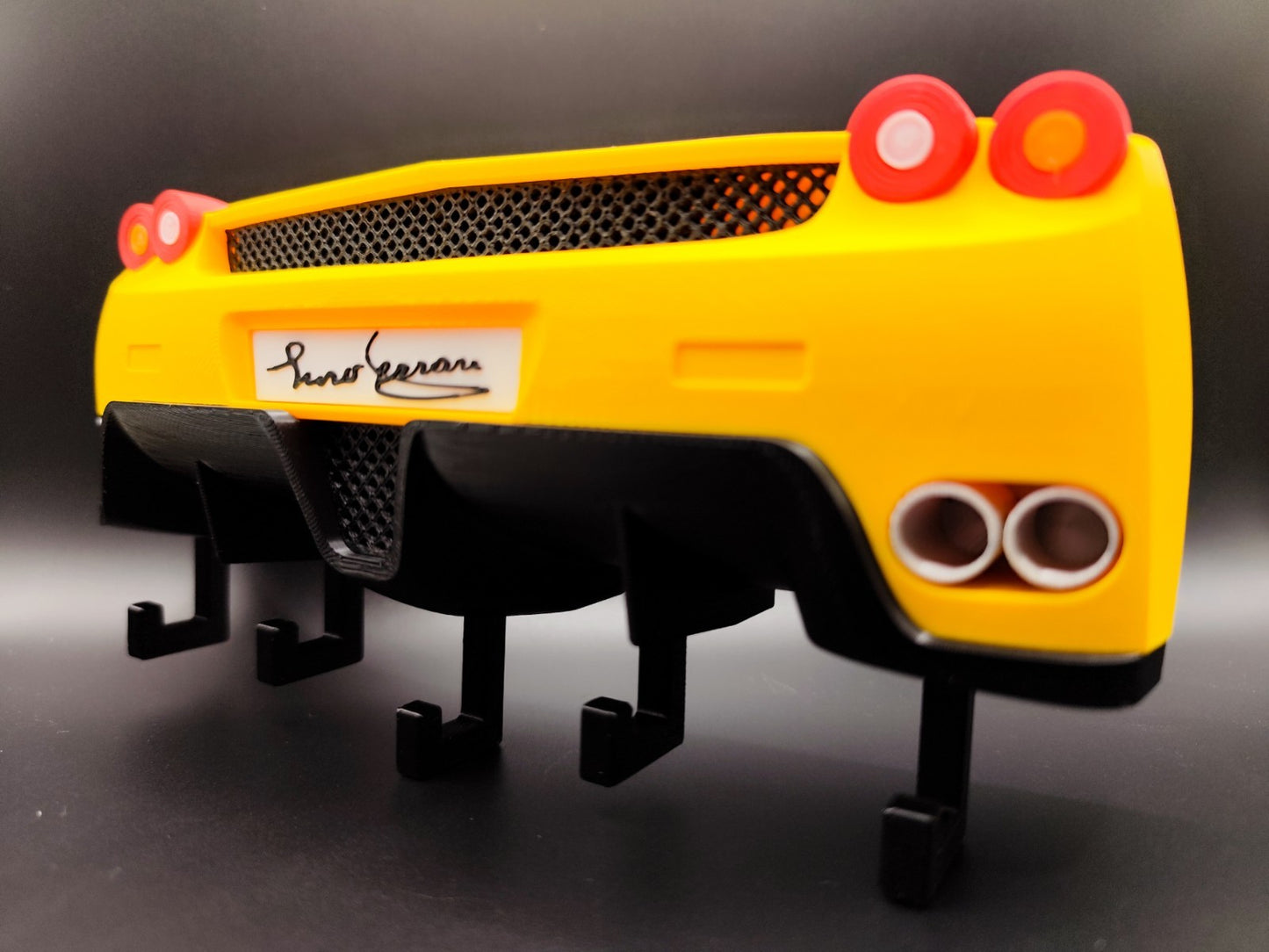 Exotic Supercar Key Holder – Yellow Sports Car Inspired Wall Mount Organizer wit