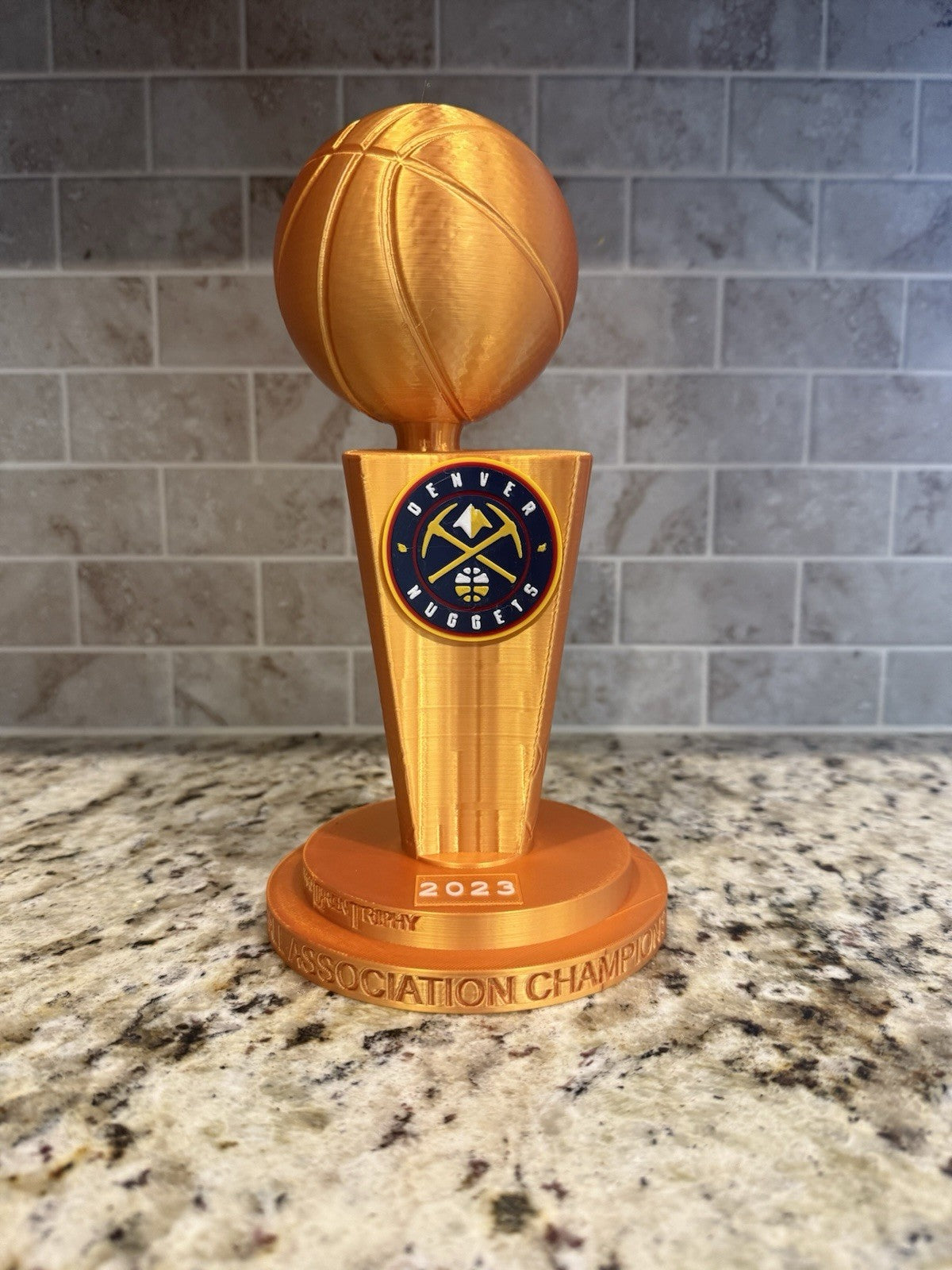 2023 Denver Nuggets NBA CHAMPION TROPHY gold pla plasticLarry O'Brien 10 inches