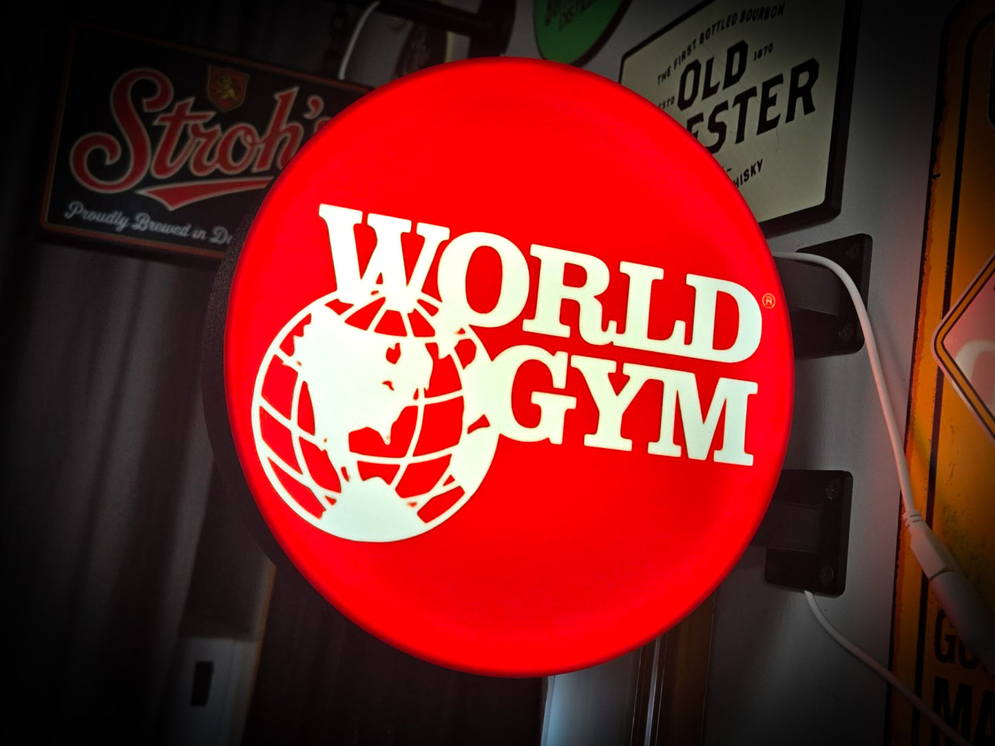 WORLD GYM 12 Inch Light Box LED Sign 3D Printed Wall Decor Man Cave Garage