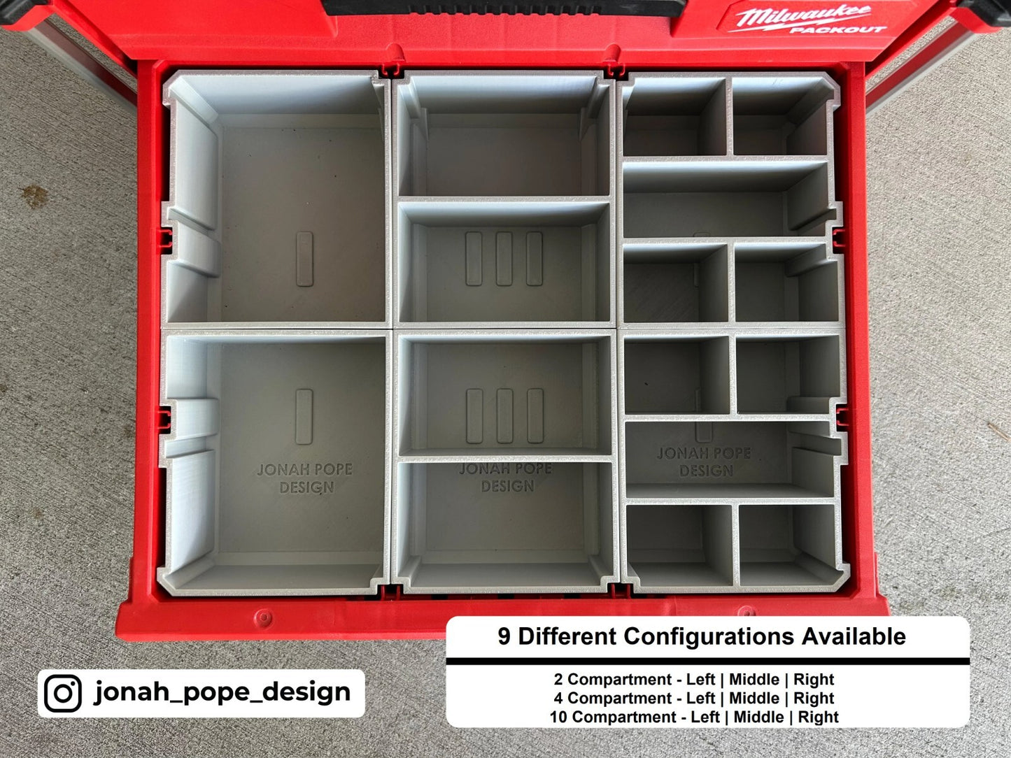 Milwaukee Packout Slimline Tub Storage Insert  | Jonah Pope Design (Insert-only)