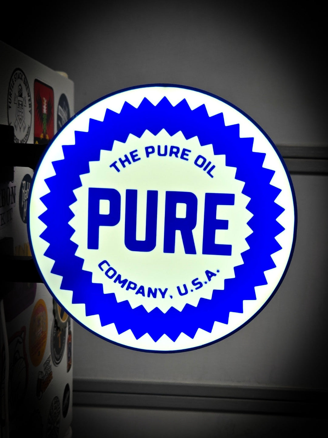 PURE OIL 12 Inch Light Box LED Sign 3D Printed Wall Decor Man Cave Garage