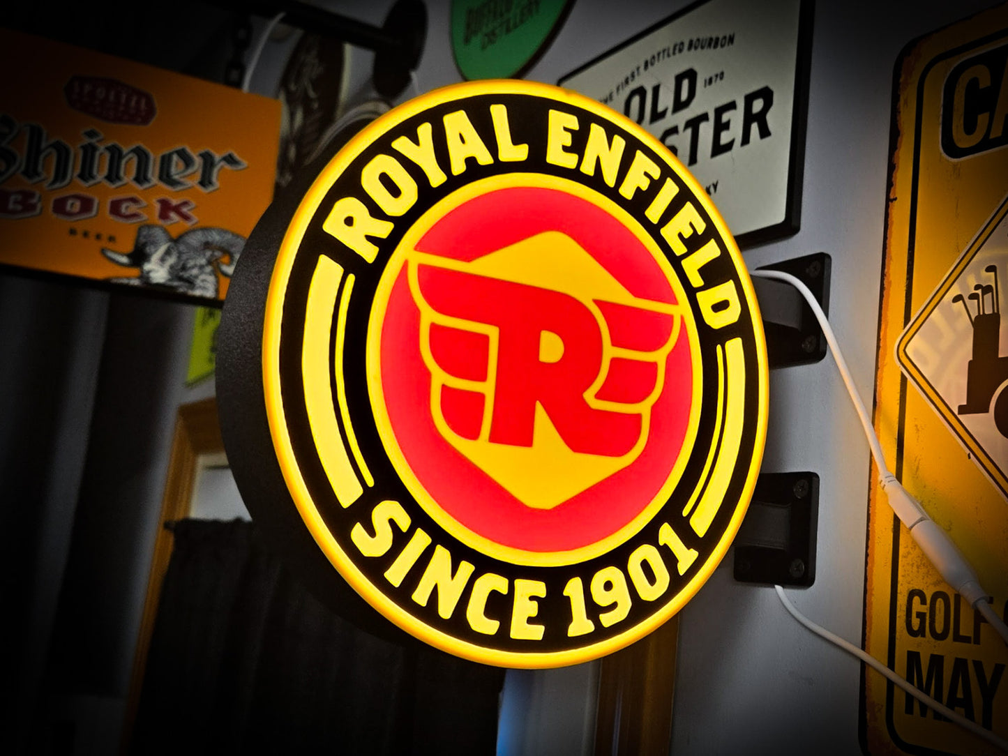 ROYAL ENFIELD 12 Inch Light Box LED Sign 3D Printed Wall Decor Man Cave Garage