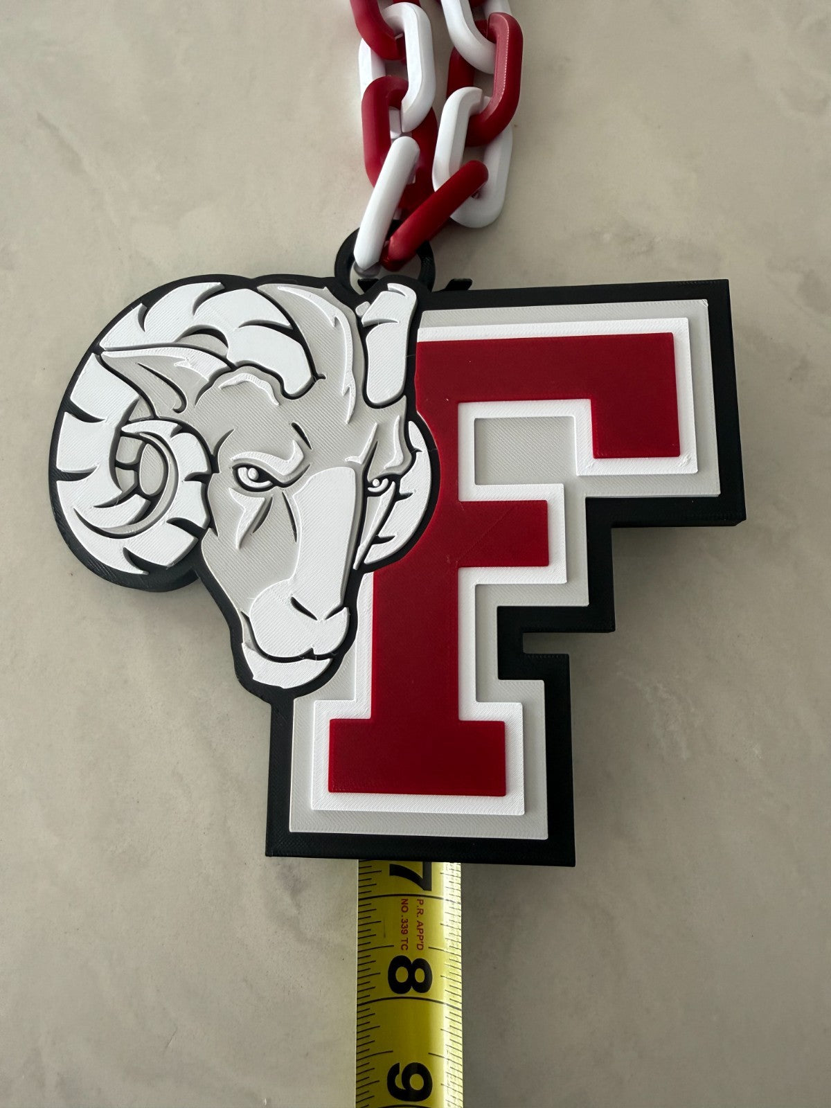 Fordham Rams Oversized Logo Necklace, Hype Turnover Chain HandMade 3D Printed