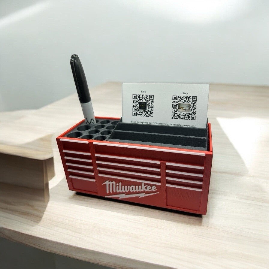 Toolbox Business Card and Pen Holder – Mini Tool Chest Desk Organizer