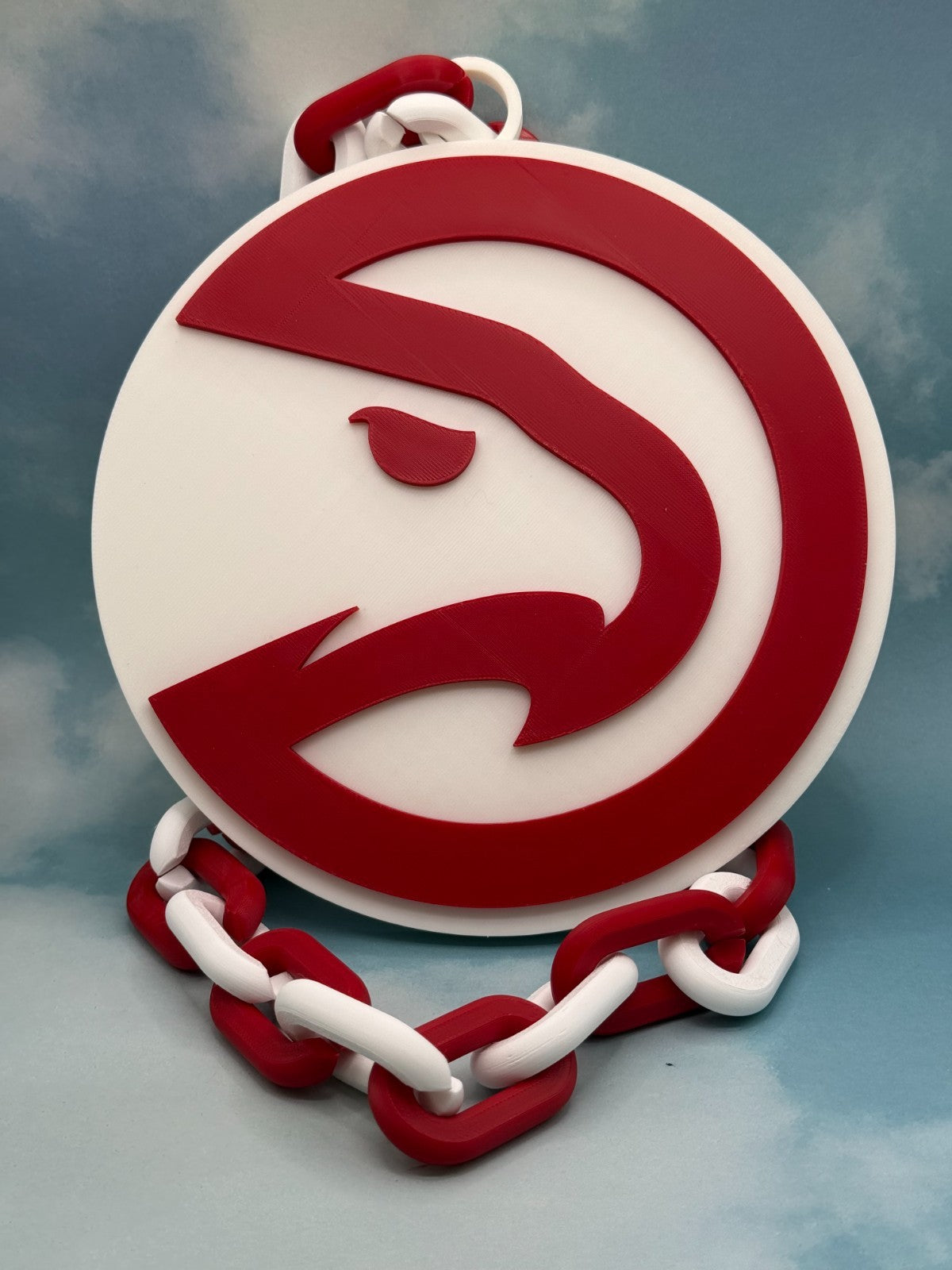 Atlanta Hawks 3D Printed Big Logo Chain - Basketball Game Day Gear - Red & White