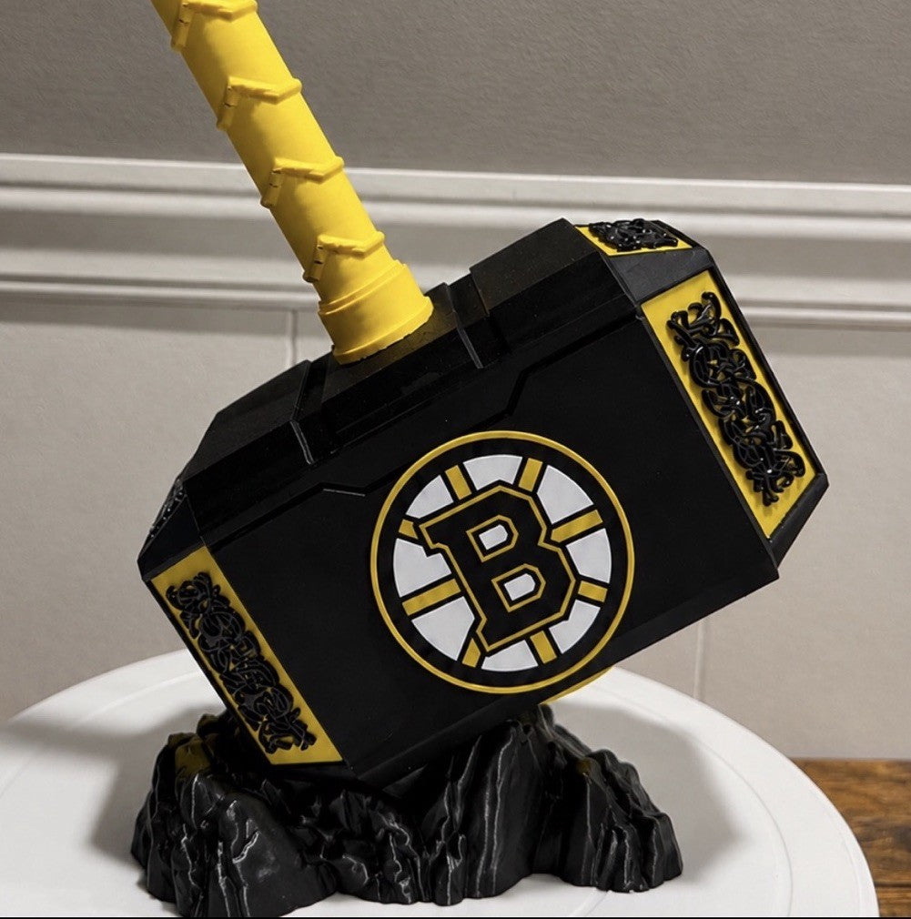 Boston Bruins 13” Thor Hammer & Rock NHL Hockey Unique Fan Gifts Office Man Cave
