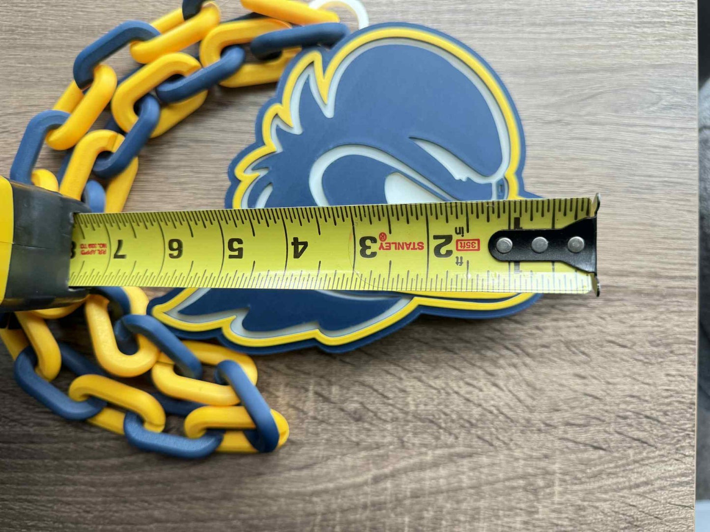 Delaware Blue Hens Logo Oversized Necklace, Pendant Chain [Made To Order]