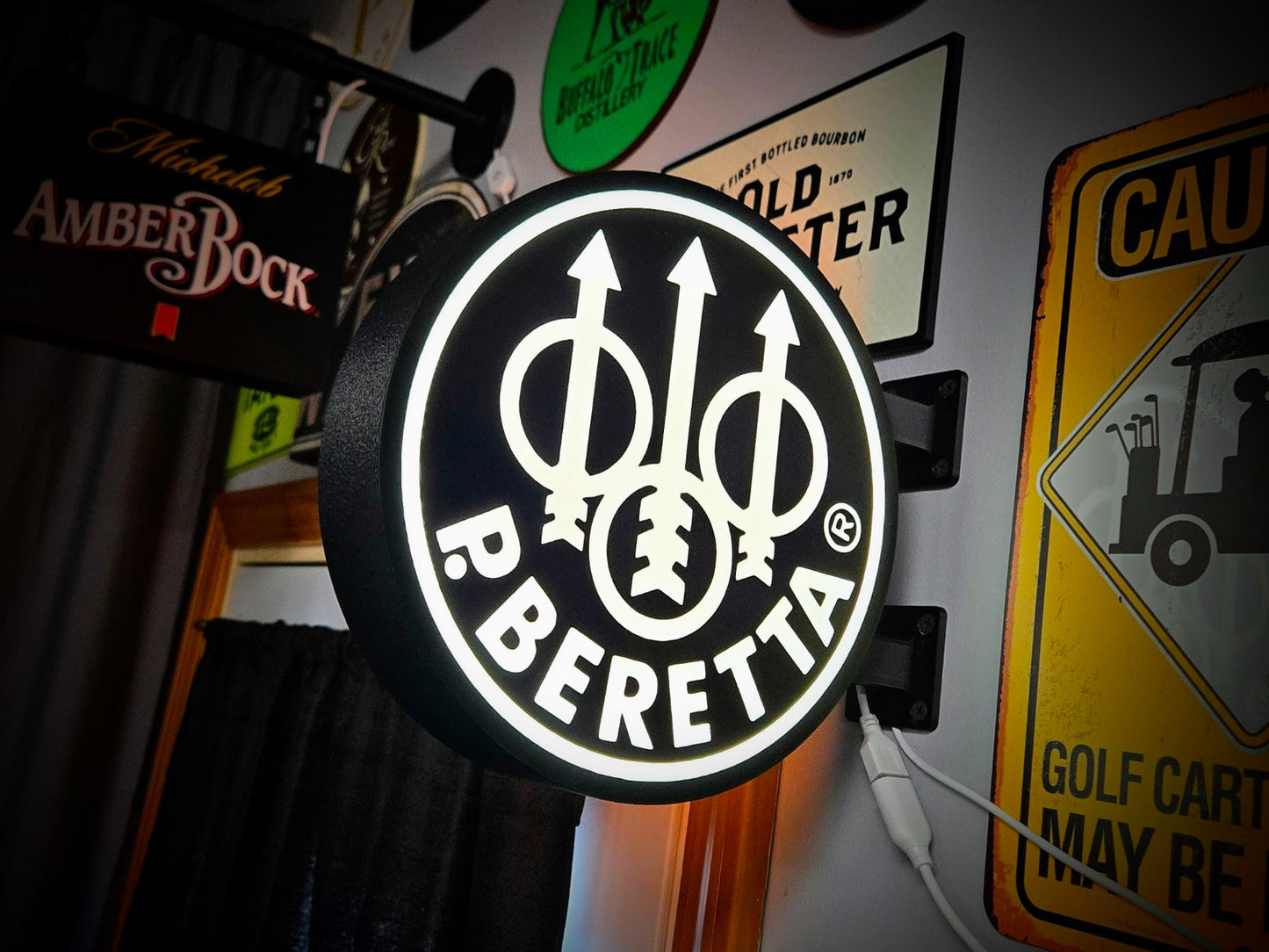 BERETTA 12 Inch Light Box LED Sign 3D Printed Wall Decor Man Cave Garage