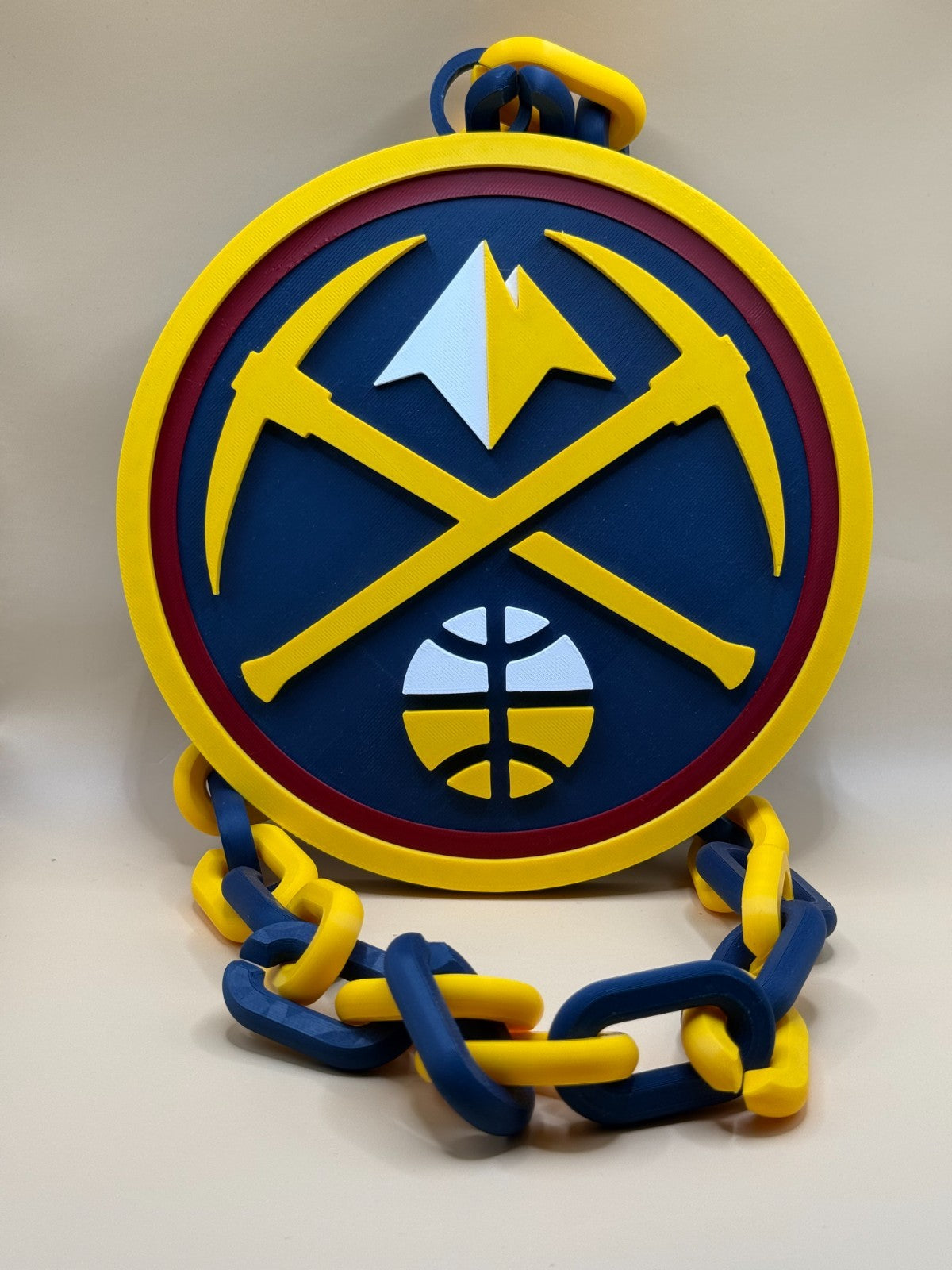 Denver Nuggets Oversized Logo Necklace Turnover Chain Handmade 3D Printed