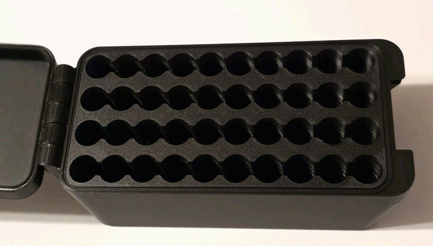 450 Bushmaster Ammo Box Snap Lock 40 rd 3D Printed Storage Black Gold Pla