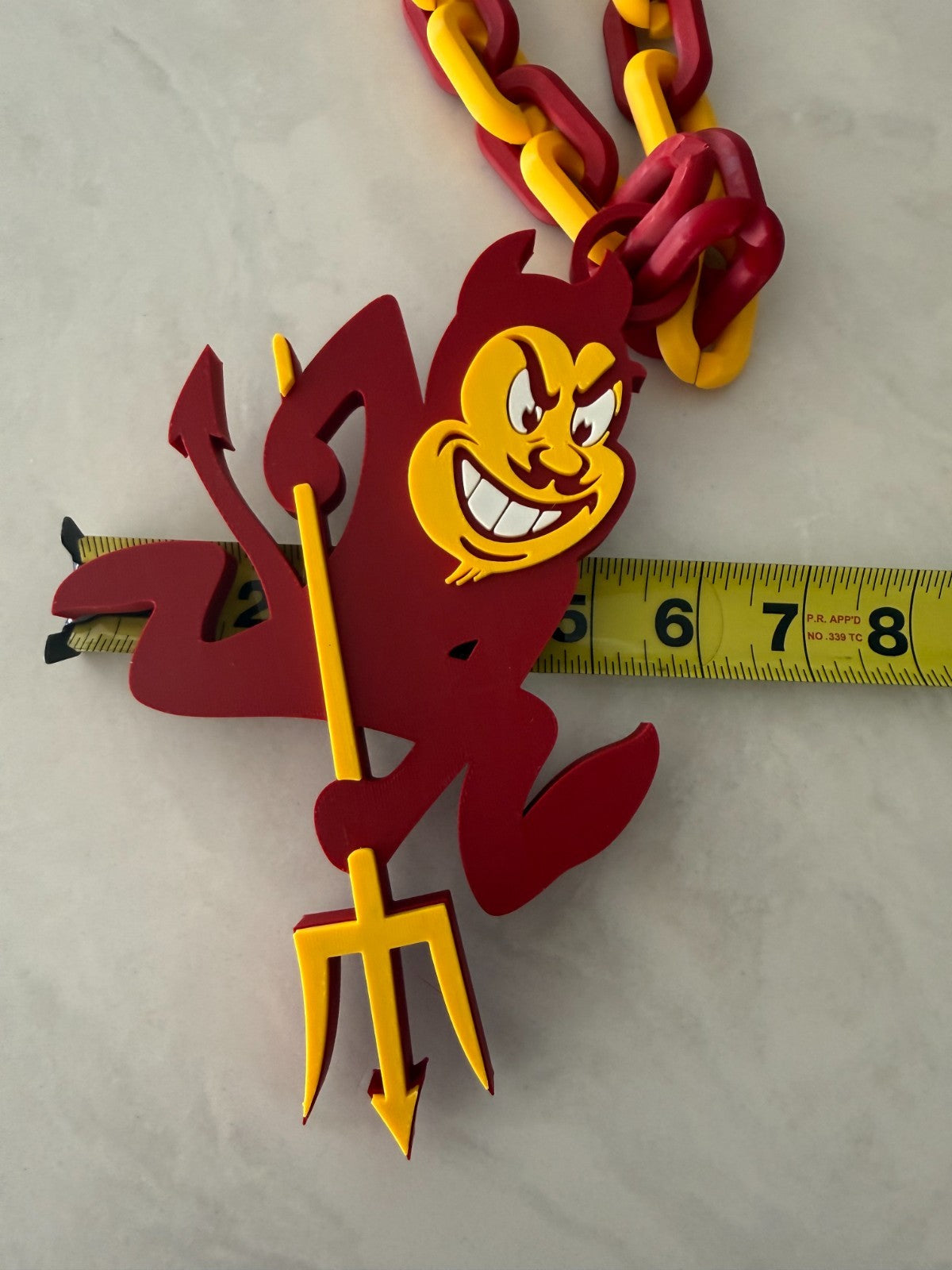 Arizona State Sun Devils Fan Oversized Necklace Pendant & Chain "Fear The Fork"