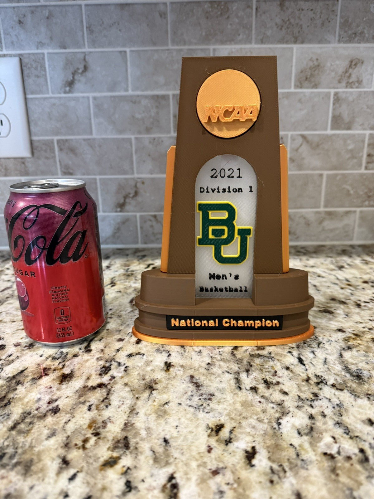 Baylor bears 2021 ncaa national champion trophy. 3d printed. Custom made