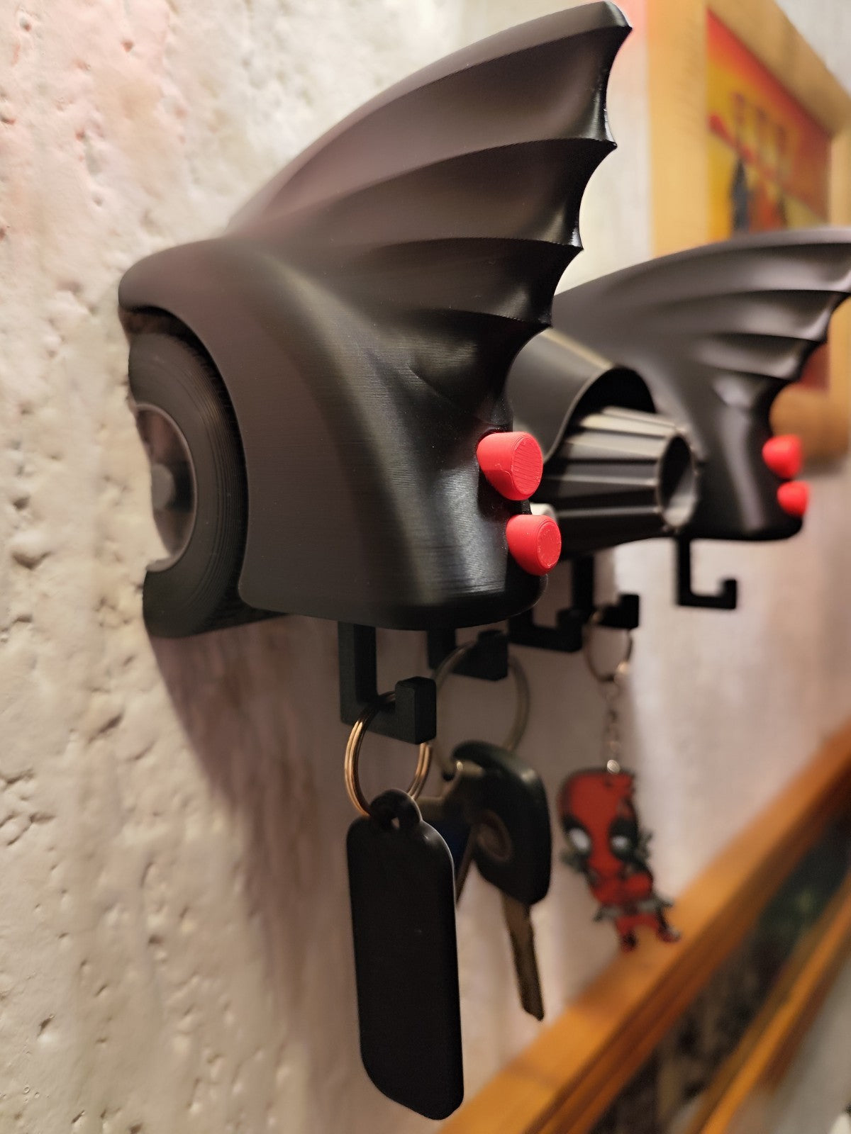 Batwing Wall Key Holder | Gothic Key Organizer | Modern Black Wall Hook | 3D Pri