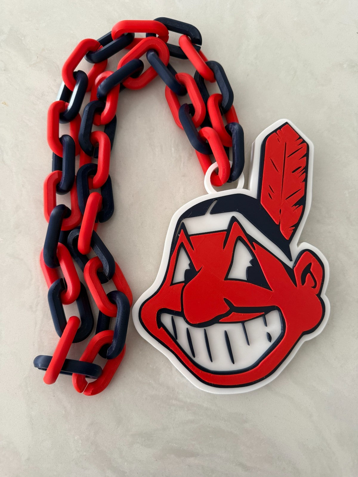 Cleveland Chief Wahoo Oversized Logo Necklace And Chain