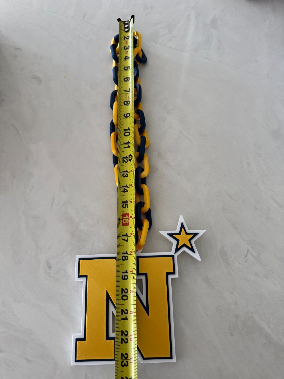 Navy Midshipmen Logo Necklace Oversized Turnover Chain HandMade 3D Printed