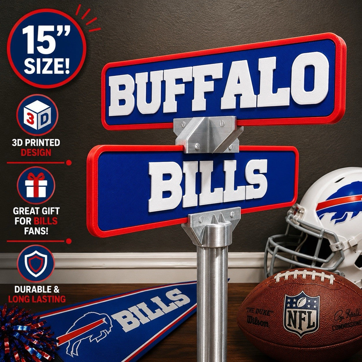 Buffalo Bills Mafia Street Sign Man Cave Memorabilia Office Desk Decor Fan Gift