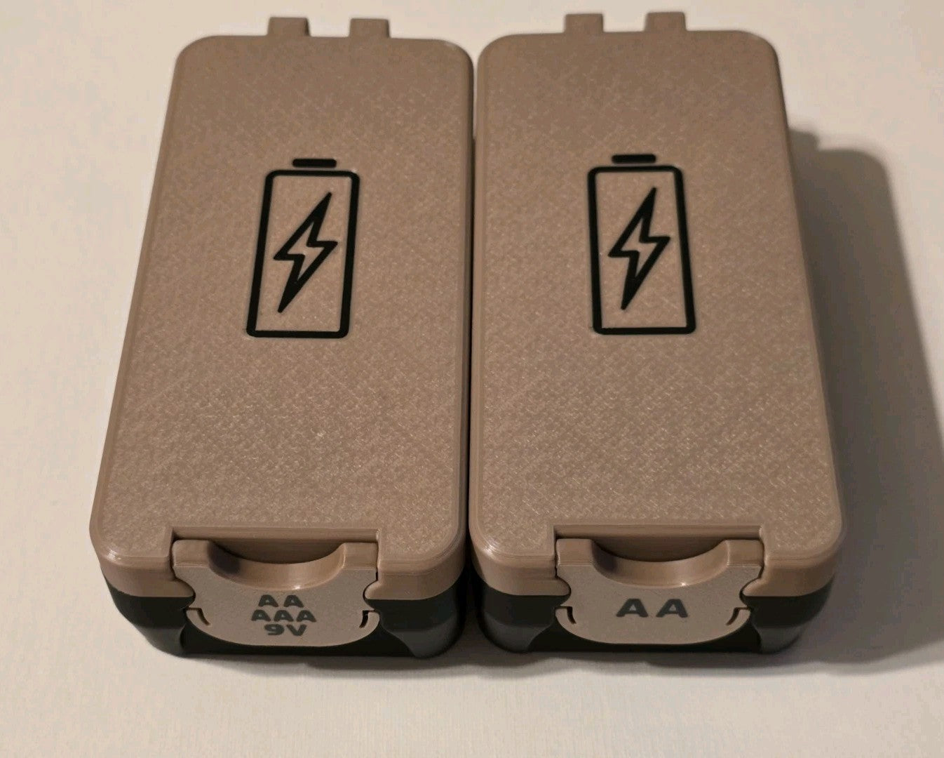 Battery Storage Box AA 9v AAA Boxloc Ammo style box snap 3d Printed Black Tan