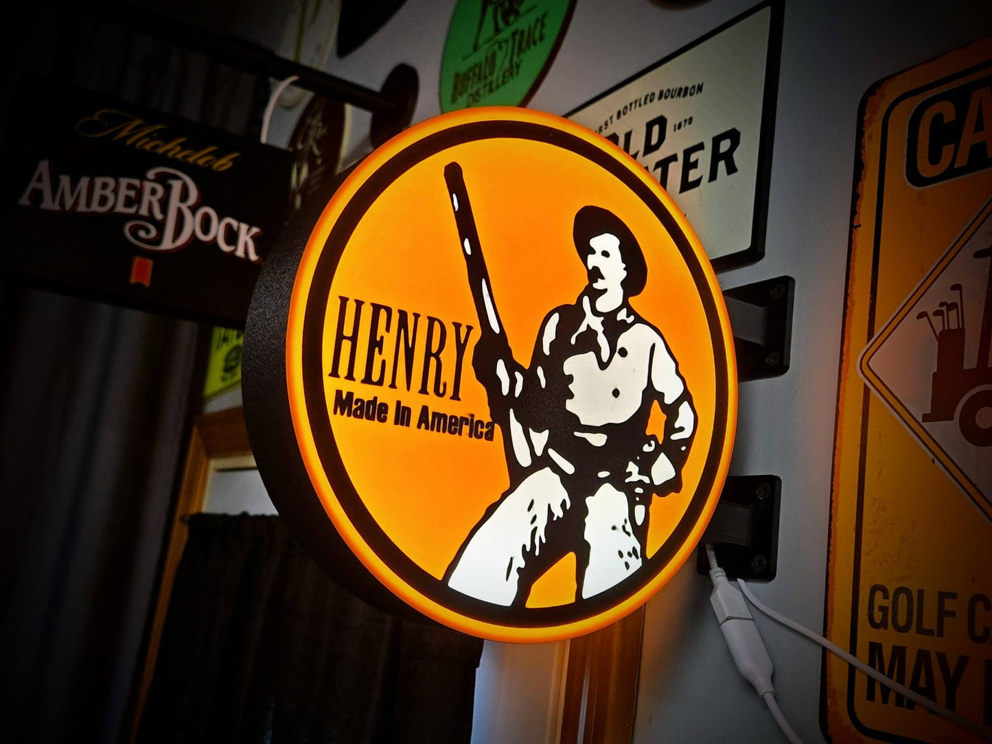HENRY 12 Inch Light Box LED Sign 3D Printed Wall Decor Man Cave Garage