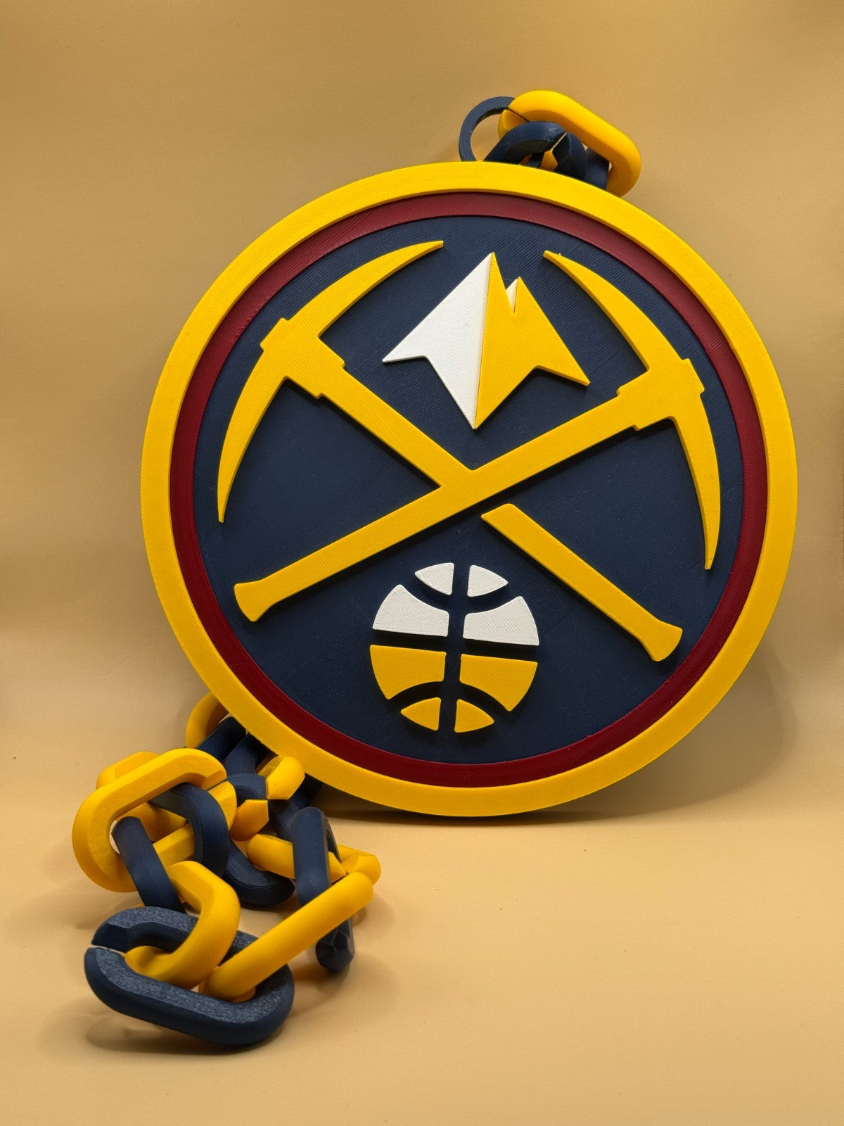 Denver Nuggets Oversized Logo Necklace Turnover Chain Handmade 3D Printed