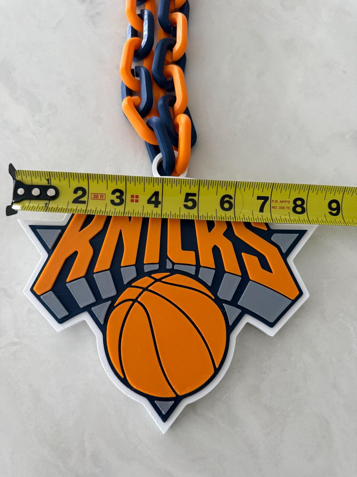 New York Knicks Oversized Logo Necklace Turnover Chain HandMade 3D Printed