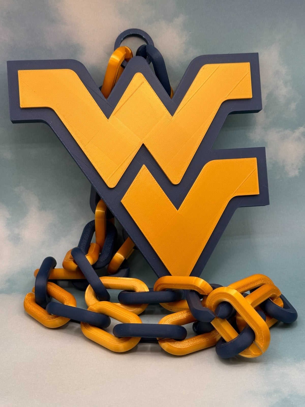 WVU West Virginia Mountaineers Hype Necklace & Oversized Fan Chain