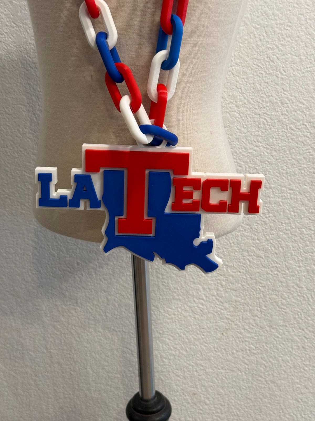 Louisiana Tech Bulldogs Fan Chain Necklace 3D Printed NCAA Big Logo Hype Chain