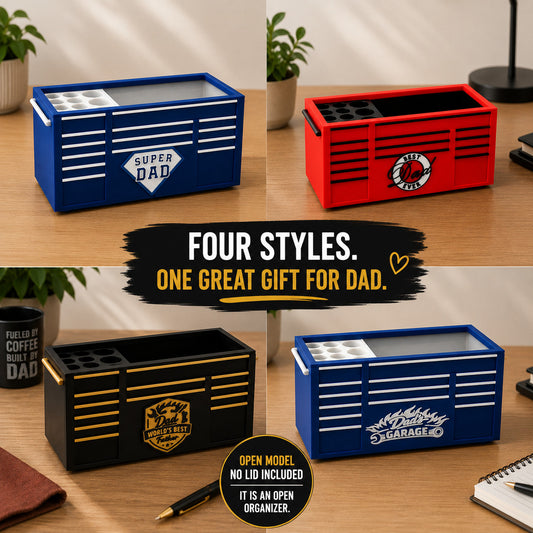 Toolbox Desk Organizer World's Dad | Father's Day Gift | Pen Holder | No lid