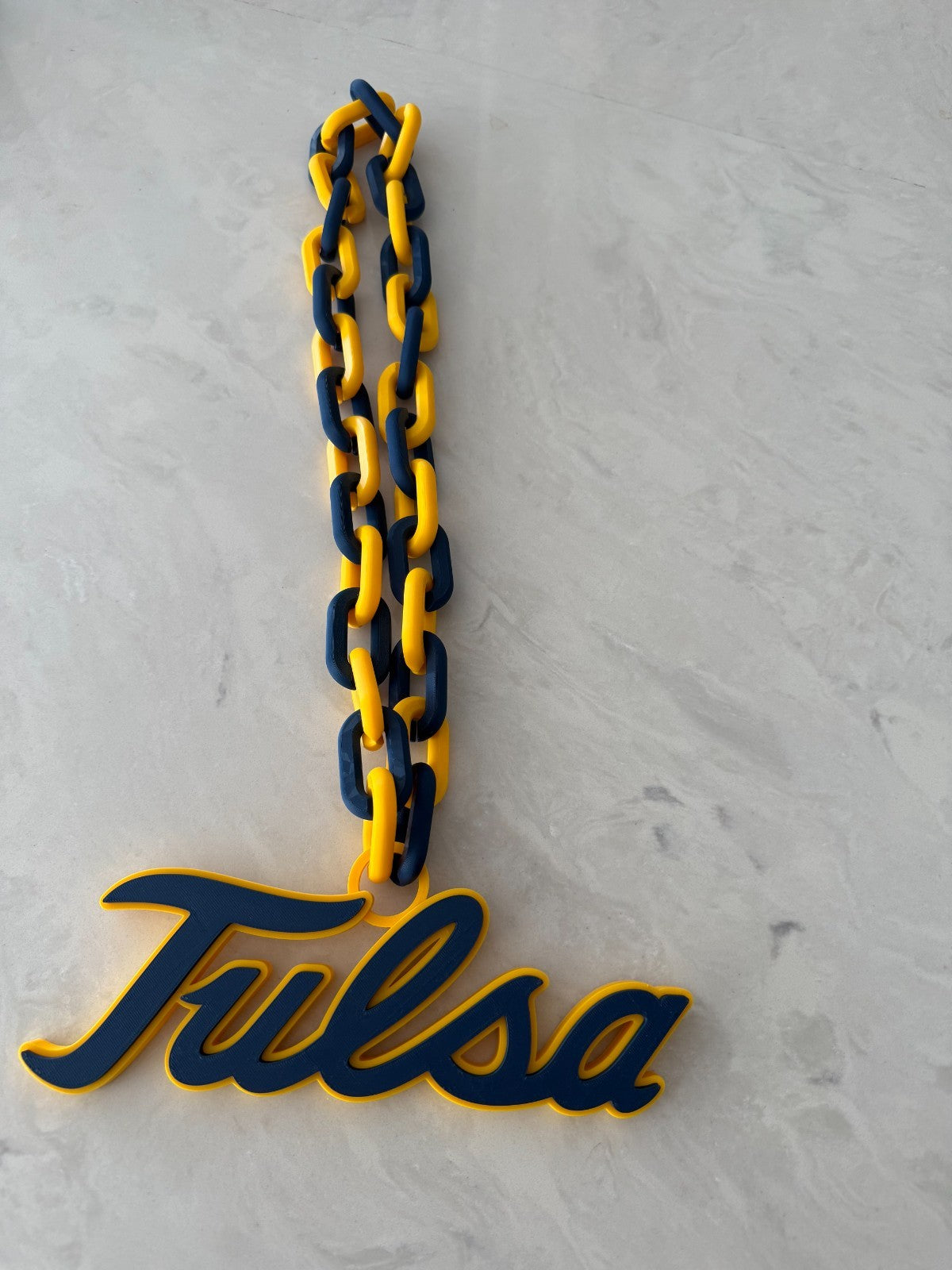 Tulsa Golden Hurricane Oversized Necklace Turnover Chain HandMade 3D Printed