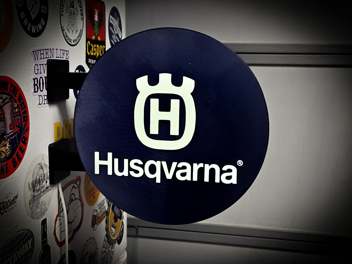 HUSQVARNA 12 Inch Light Box LED Sign 3D Printed Wall Decor Man Cave Garage