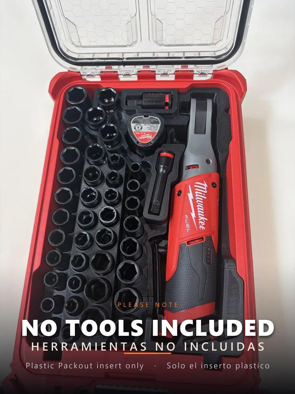 Packout Custom Insert Only*** 3D Printed ABS M12 Ratchet Socket Organizer Tray C
